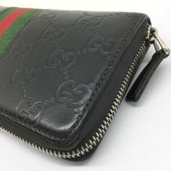 Gucci Leather Wallet GG Black Zip Long - Picture 7 of 7